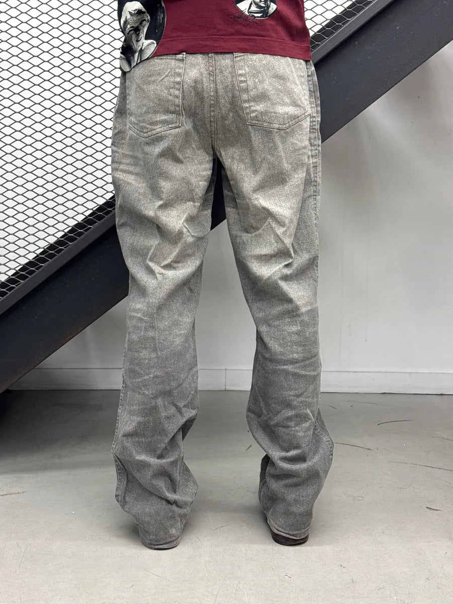 2000s Cavalli Jeans Grey Denim Metallic Whiskered Pants EQftIQAi 2