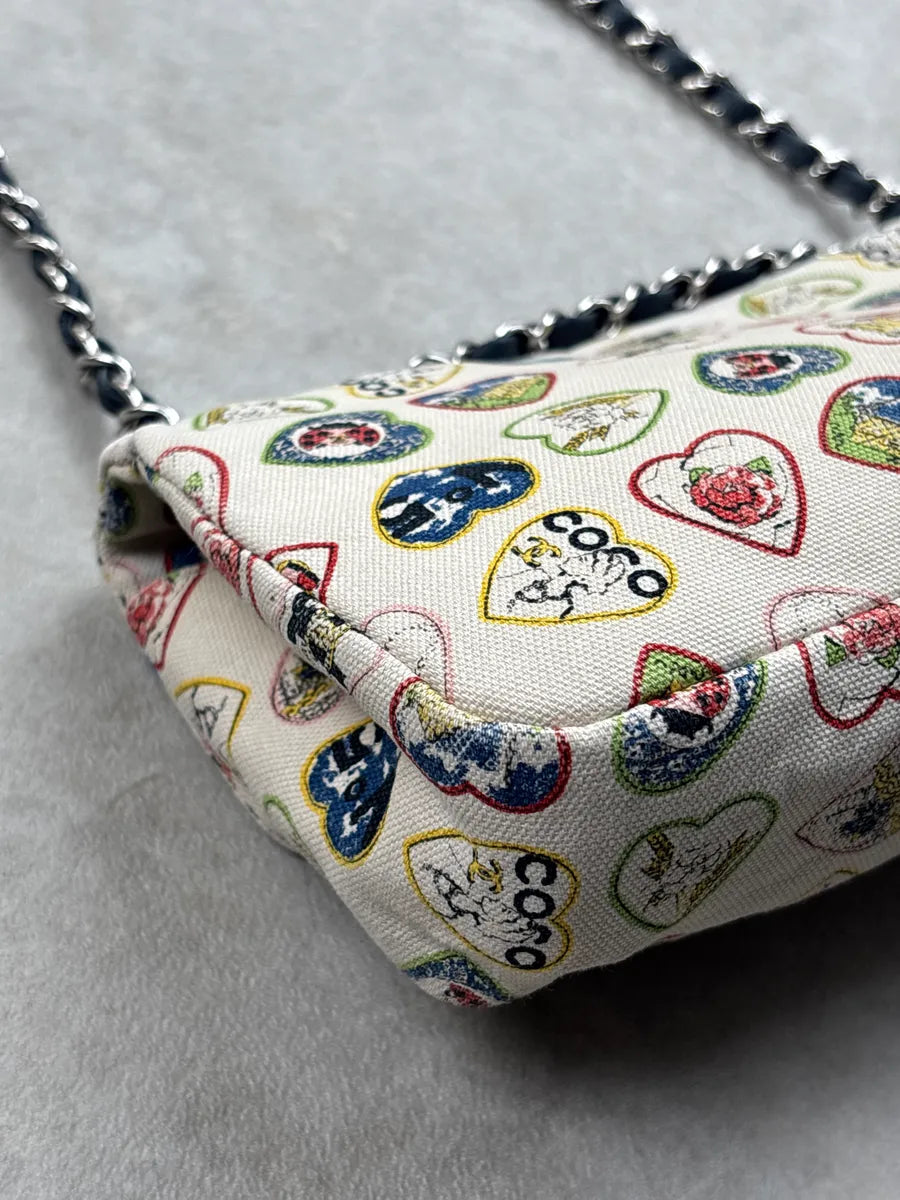 SS2006 Chanel Cream Canvas Valentine Heart CC Turn-Lock Shoulder Bag EQwYQgfs 20