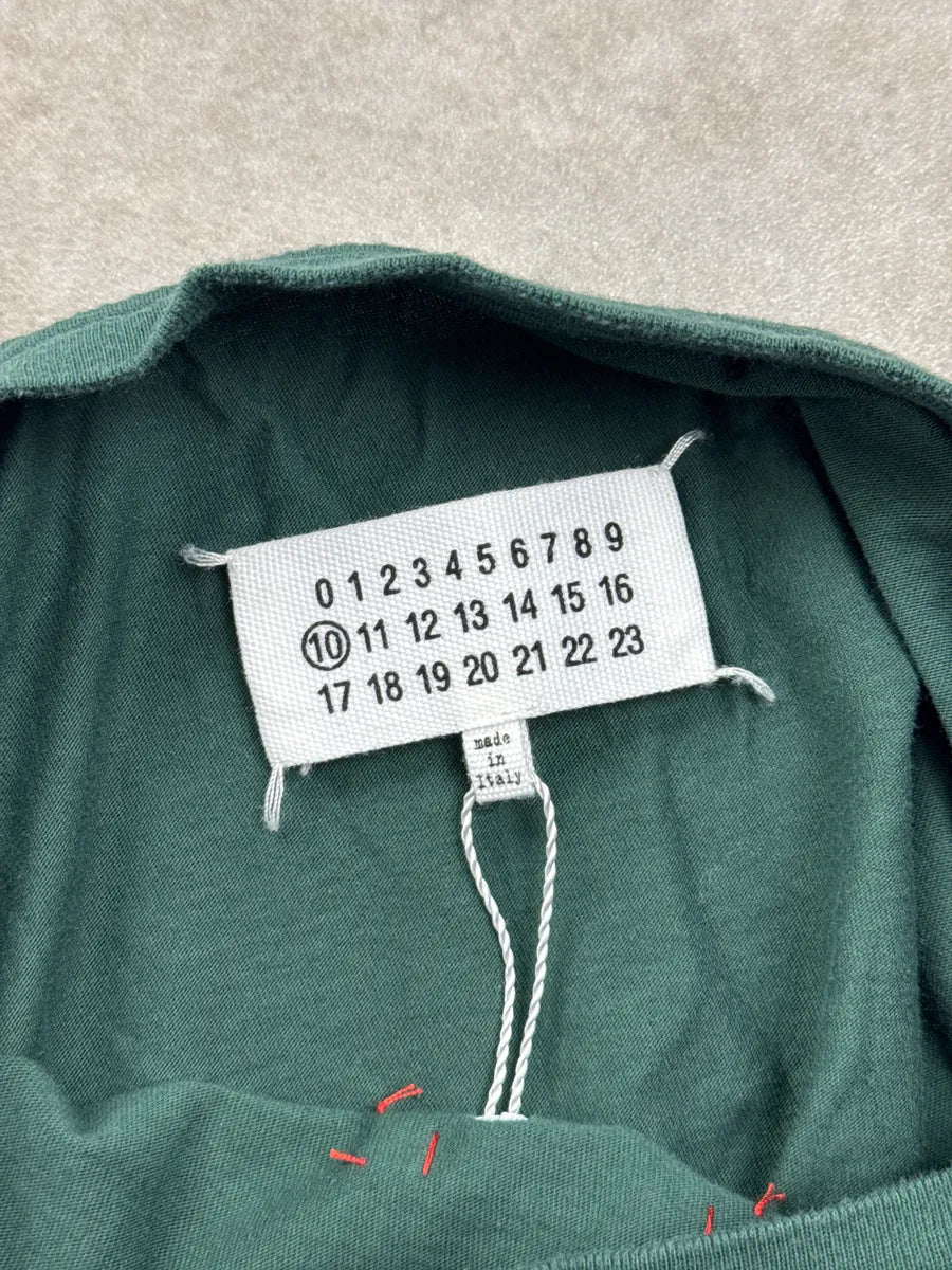 AW2021 Maison Margiela Green Minimalist Front Tab T-Shirt ETQjvcdM 8