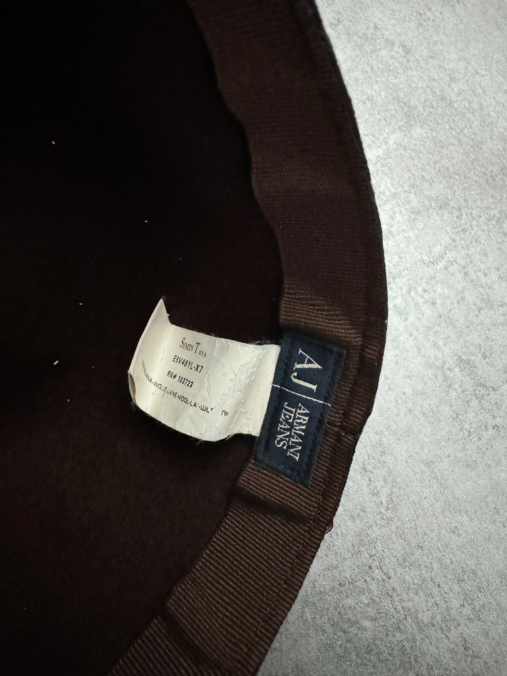 1990s Armani Brown Wool Signature Cap (OS) - 6