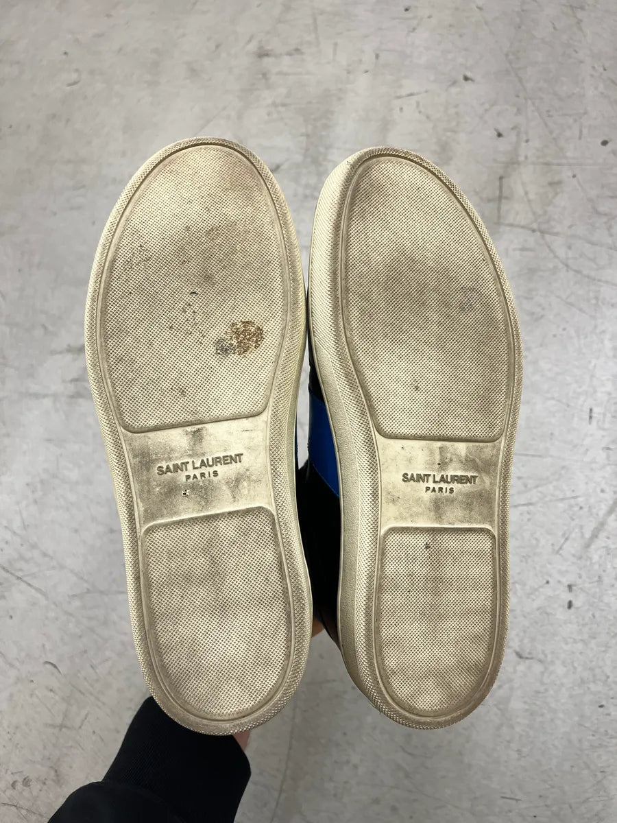 Saint Laurent SLP Contrast Black & Blue Leather High Sneakers EXRYoFcF 5