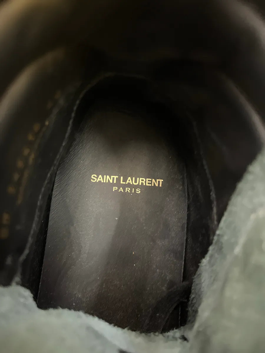 Saint Laurent SLP Contrast Black & Blue Leather High Sneakers EXRYoFcF 7