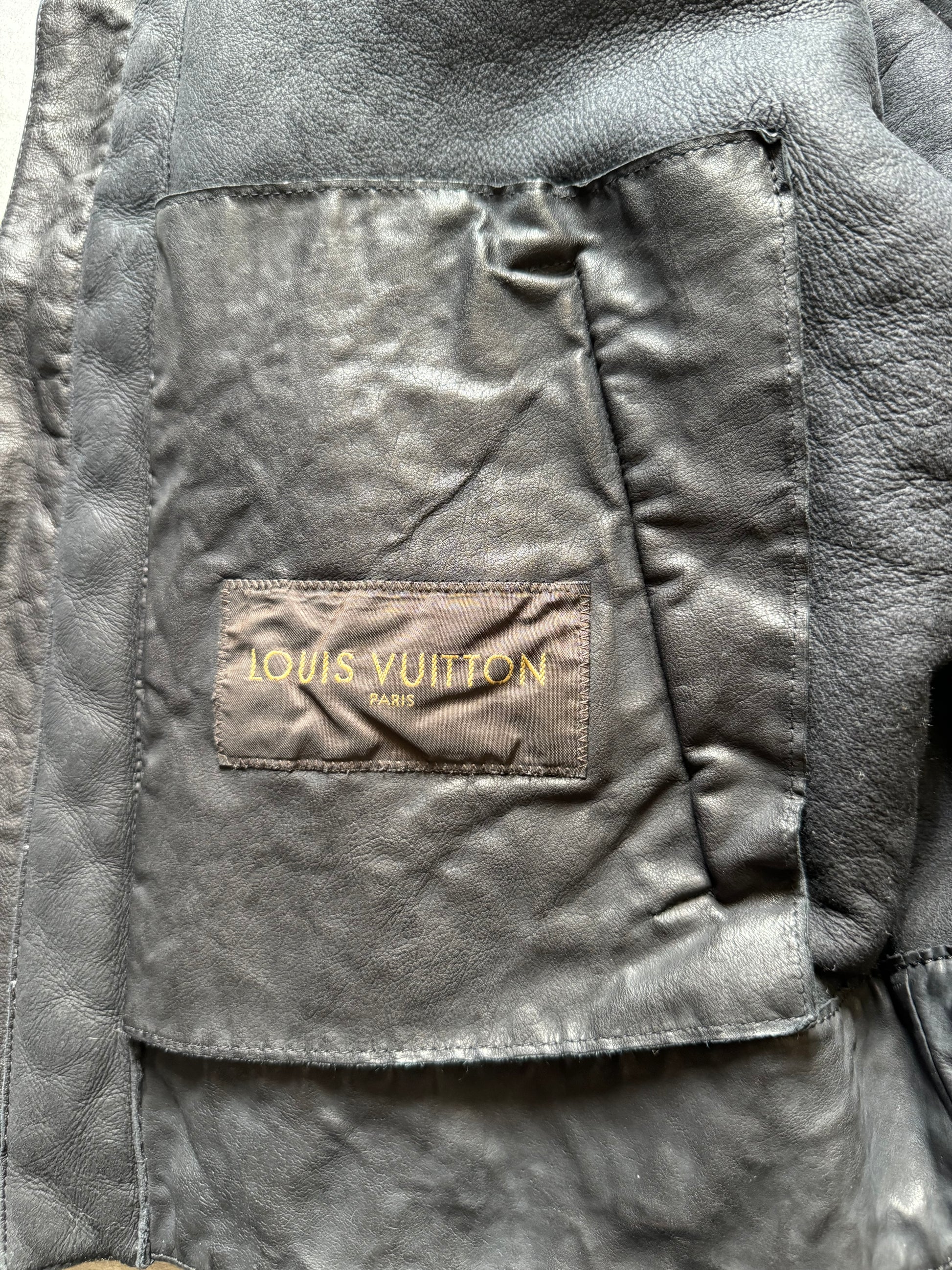 FW2018 Louis Vuitton Black Grey Shearling Leather Jacket (L) - 12