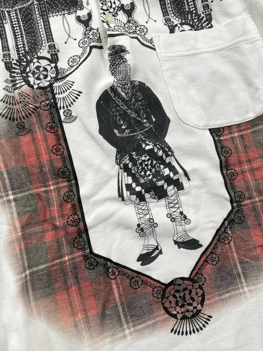 SS2012 Cavalli Royal Guard Tartan White Longsleeve Polo EbagDXsK 5