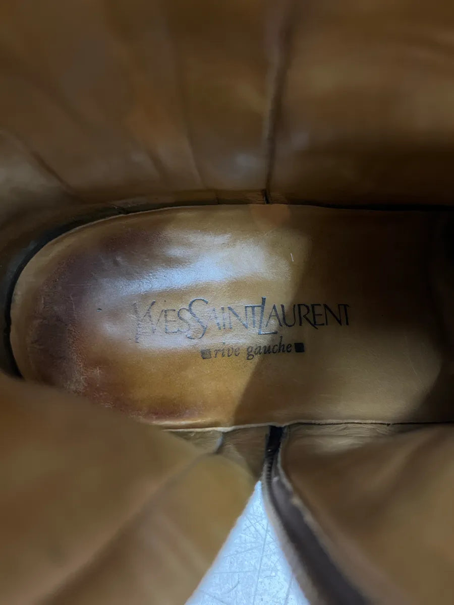 Yves Saint Laurent Side Zip Brown Leather Boots EcGeHdVj 10