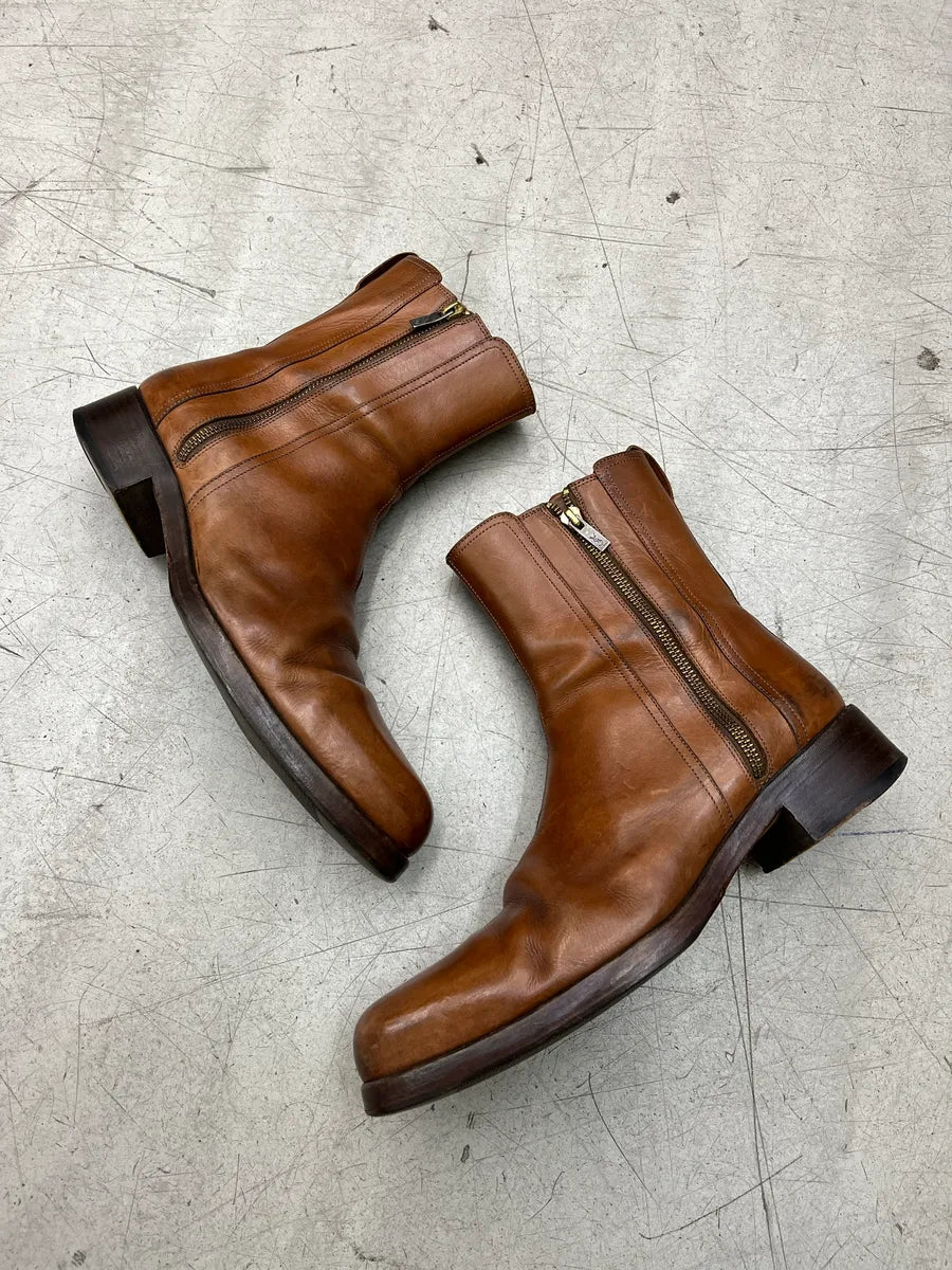 Yves Saint Laurent Side Zip Brown Leather Boots EcGeHdVj 1