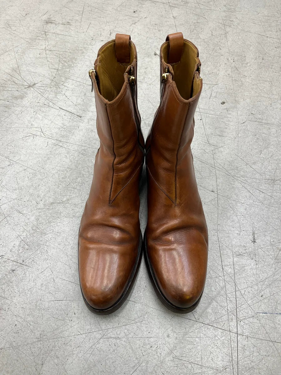 Yves Saint Laurent Side Zip Brown Leather Boots EcGeHdVj 4