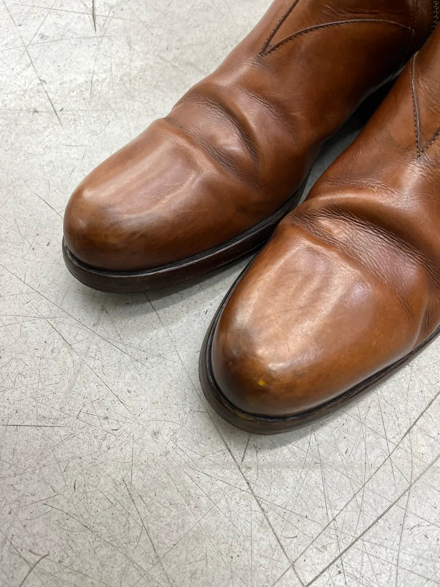Yves Saint Laurent Side Zip Brown Leather Boots EcGeHdVj 5