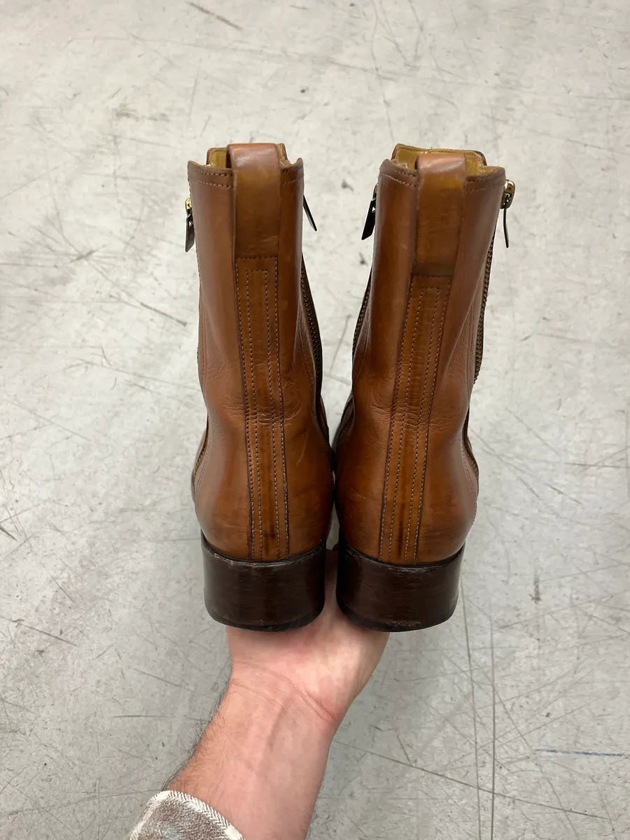 Yves Saint Laurent Side Zip Brown Leather Boots EcGeHdVj 6