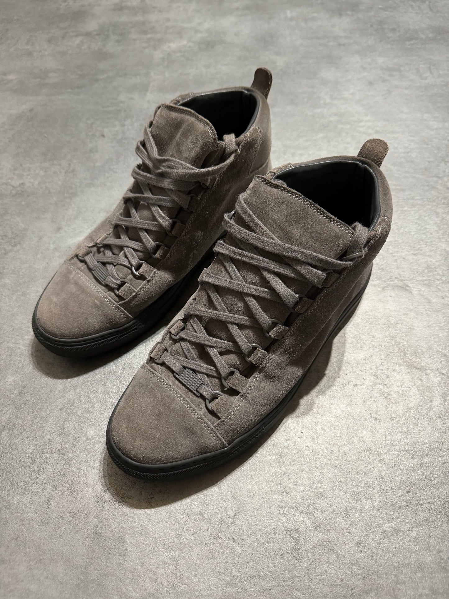 Balenciaga Arena Grey Suede High Leather Shoes (40) - 8