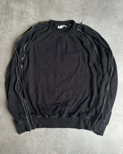 2000s Pierre Balmain Arm Zips Black Avant-Garde Sweater (S) - 1