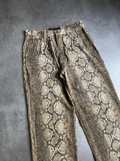 AW1999 Roberto Cavalli Snake Python Effect Gold Legend Pants (S) - 8