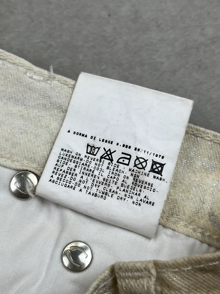 2000s Cavalli Beige Metallic Snake-Pattern Jeans EjGdcNJR 12