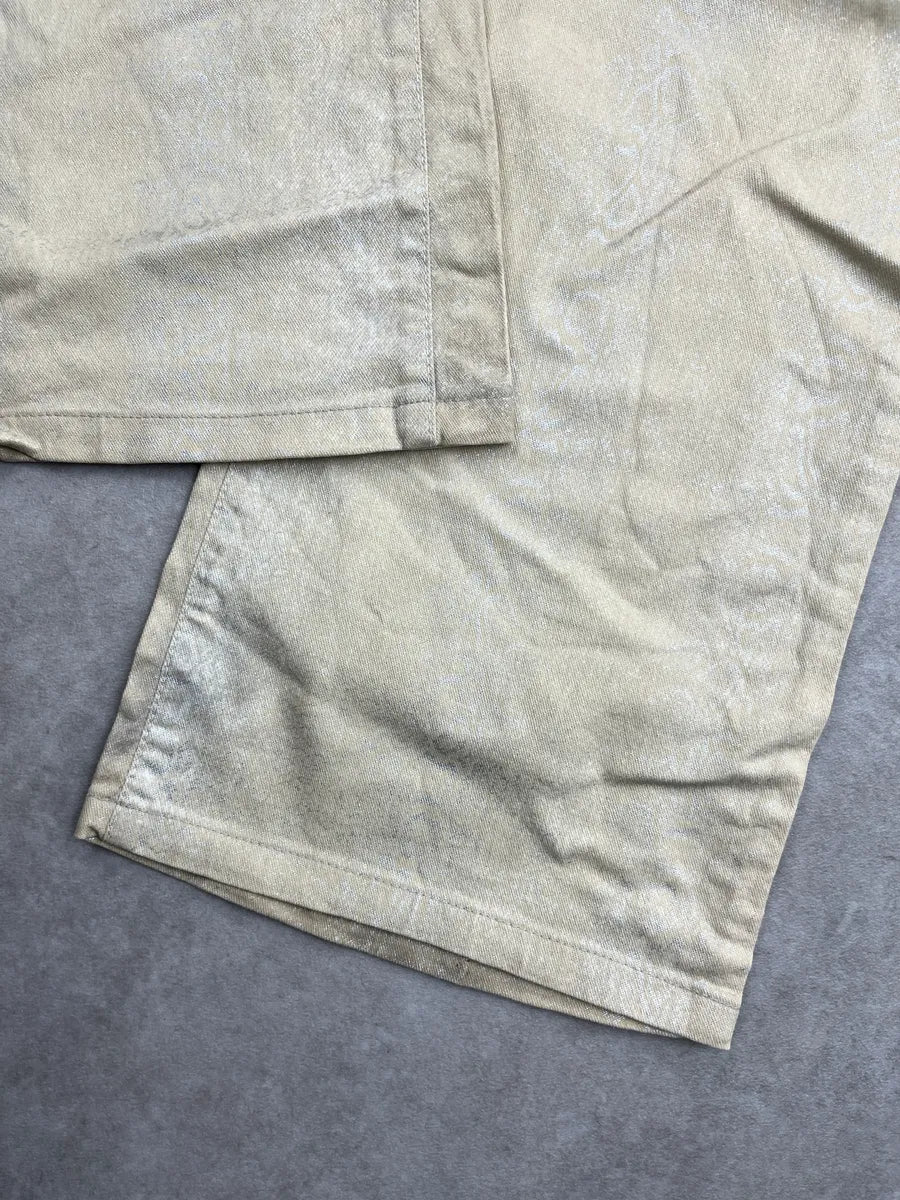 2000s Cavalli Beige Metallic Snake-Pattern Jeans EjGdcNJR 7