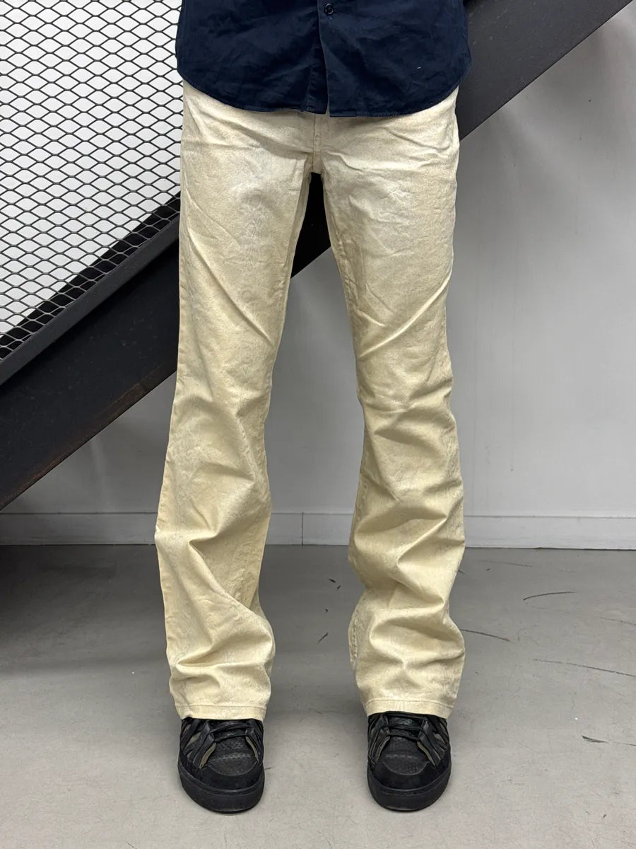 2000s Cavalli Beige Metallic Snake-Pattern Jeans EjGdcNJR 0