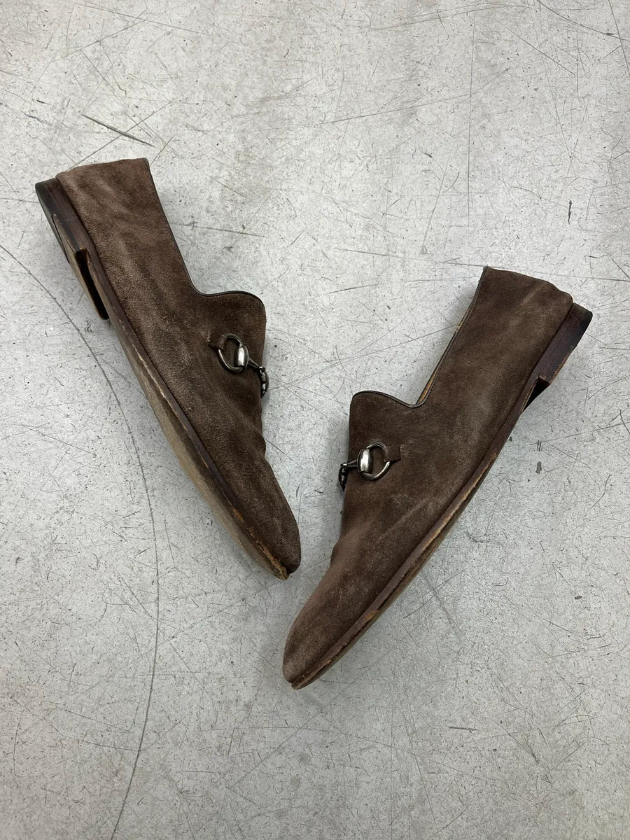 Gucci Horsebit Brown Suede Loafers ElDjmQuU 2