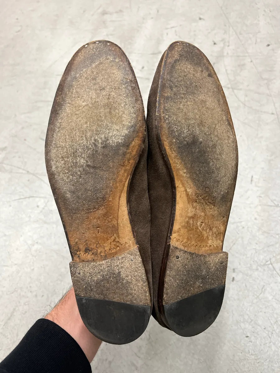 Gucci Horsebit Brown Suede Loafers ElDjmQuU 6