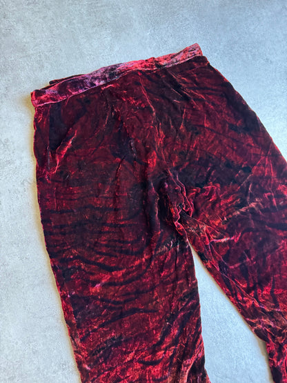 AW1999 Roberto Cavalli Obscure Red Devil Velvet Pants (XS) - 4