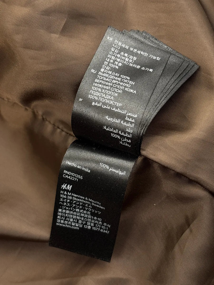 AW2012 Maison Margiela H&M Brown Leather Patchwork Belt Leather Jacket EorGokvH 16