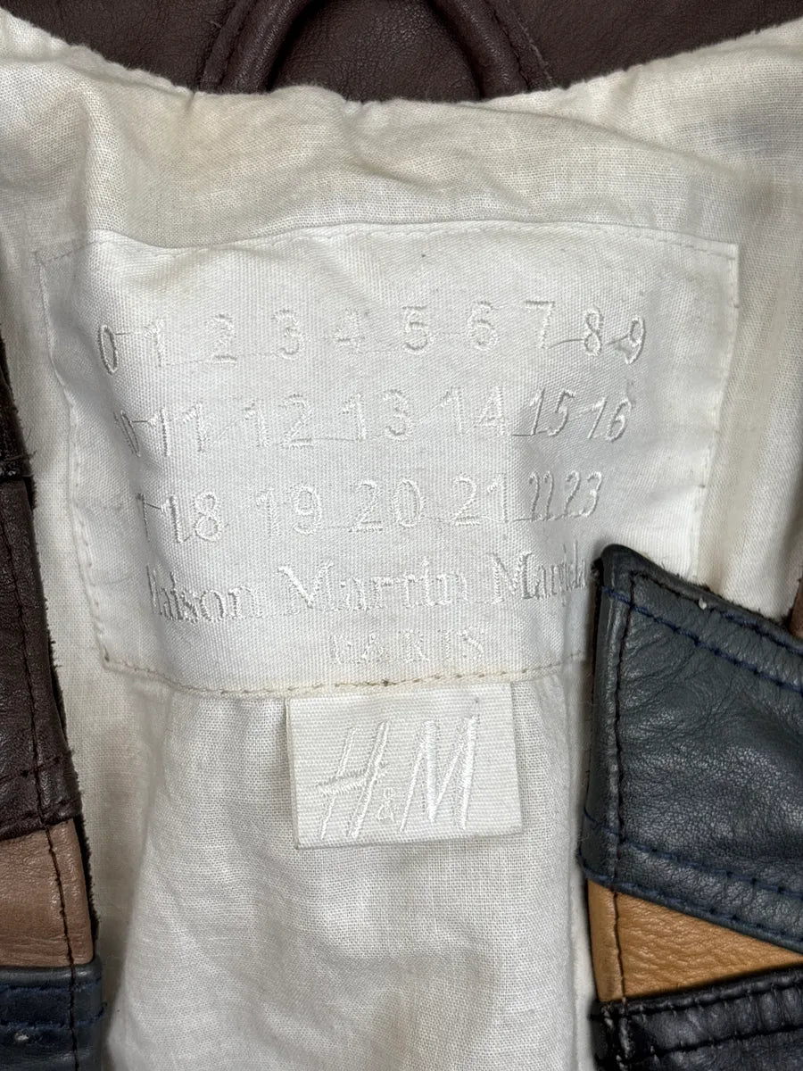 AW2012 Maison Margiela H&M Brown Leather Patchwork Belt Leather Jacket EorGokvH 12