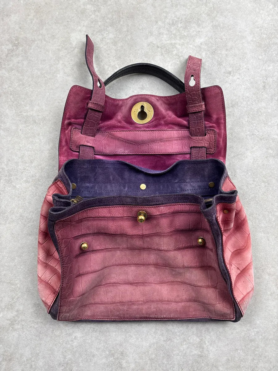 SS2009 Yves Saint Laurent Burgundy Leather Crocodile Embossed Handle Bag ErKwHFGH 6