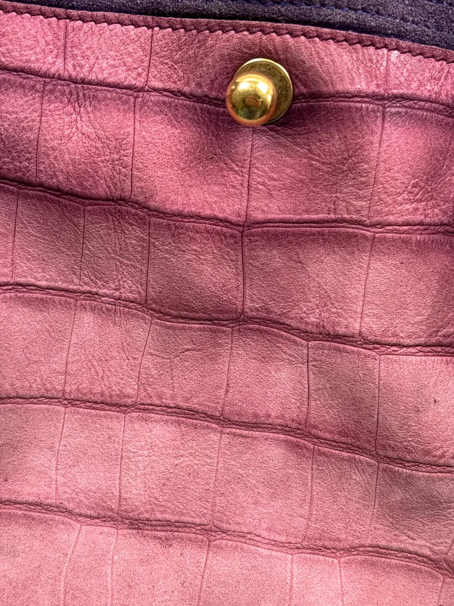 SS2009 Yves Saint Laurent Burgundy Leather Crocodile Embossed Handle Bag ErKwHFGH 19