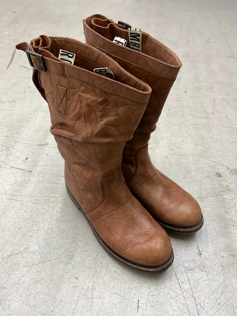 Bikkembergs Crinkled Brown Leather Boots ErfKIvoN 4