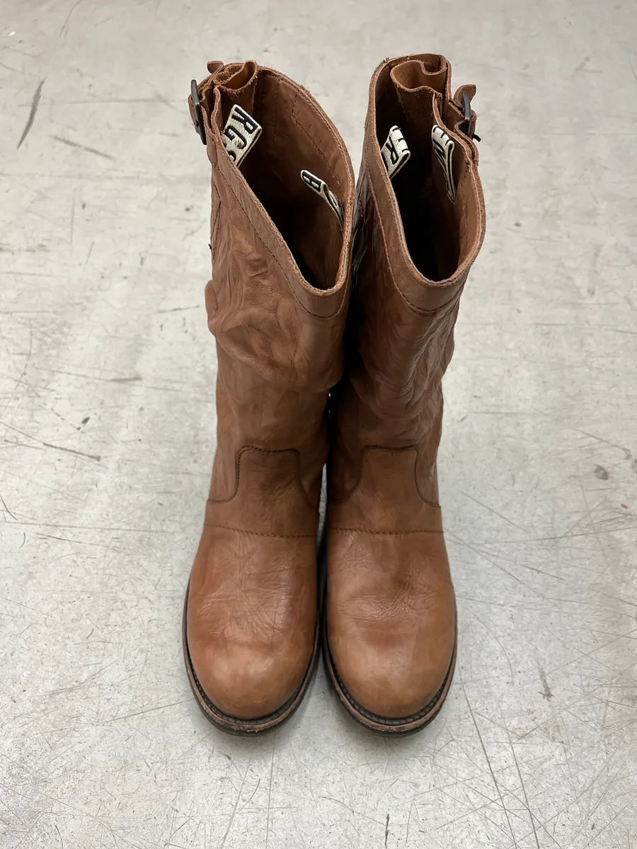 Bikkembergs Crinkled Brown Leather Boots ErfKIvoN 5