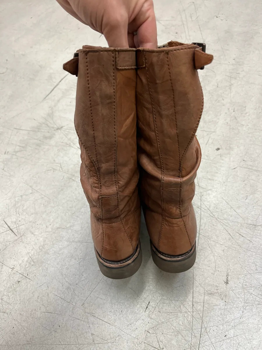 Bikkembergs Crinkled Brown Leather Boots ErfKIvoN 6