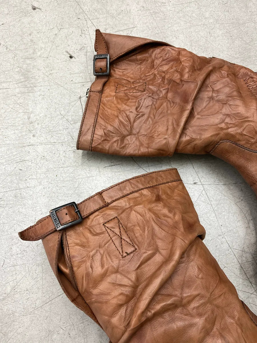 Bikkembergs Crinkled Brown Leather Boots ErfKIvoN 3