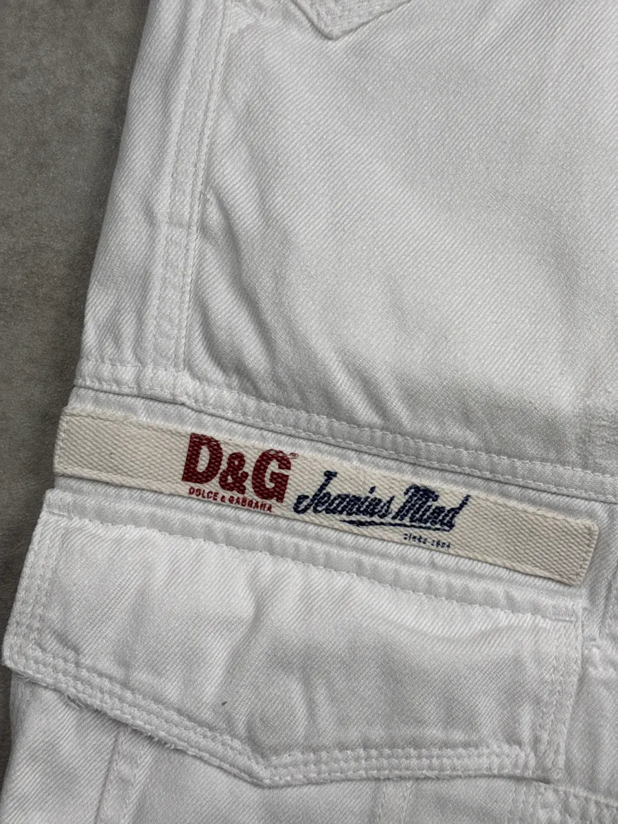 SS2003 Dolce & Gabbana White Oversized Cargo Logo Shorts ErpbZUxK 6