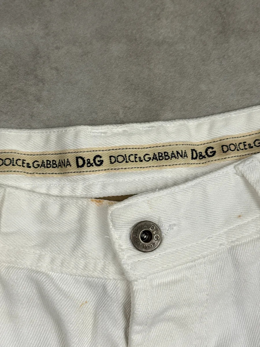 SS2003 Dolce & Gabbana White Oversized Cargo Logo Shorts ErpbZUxK 7