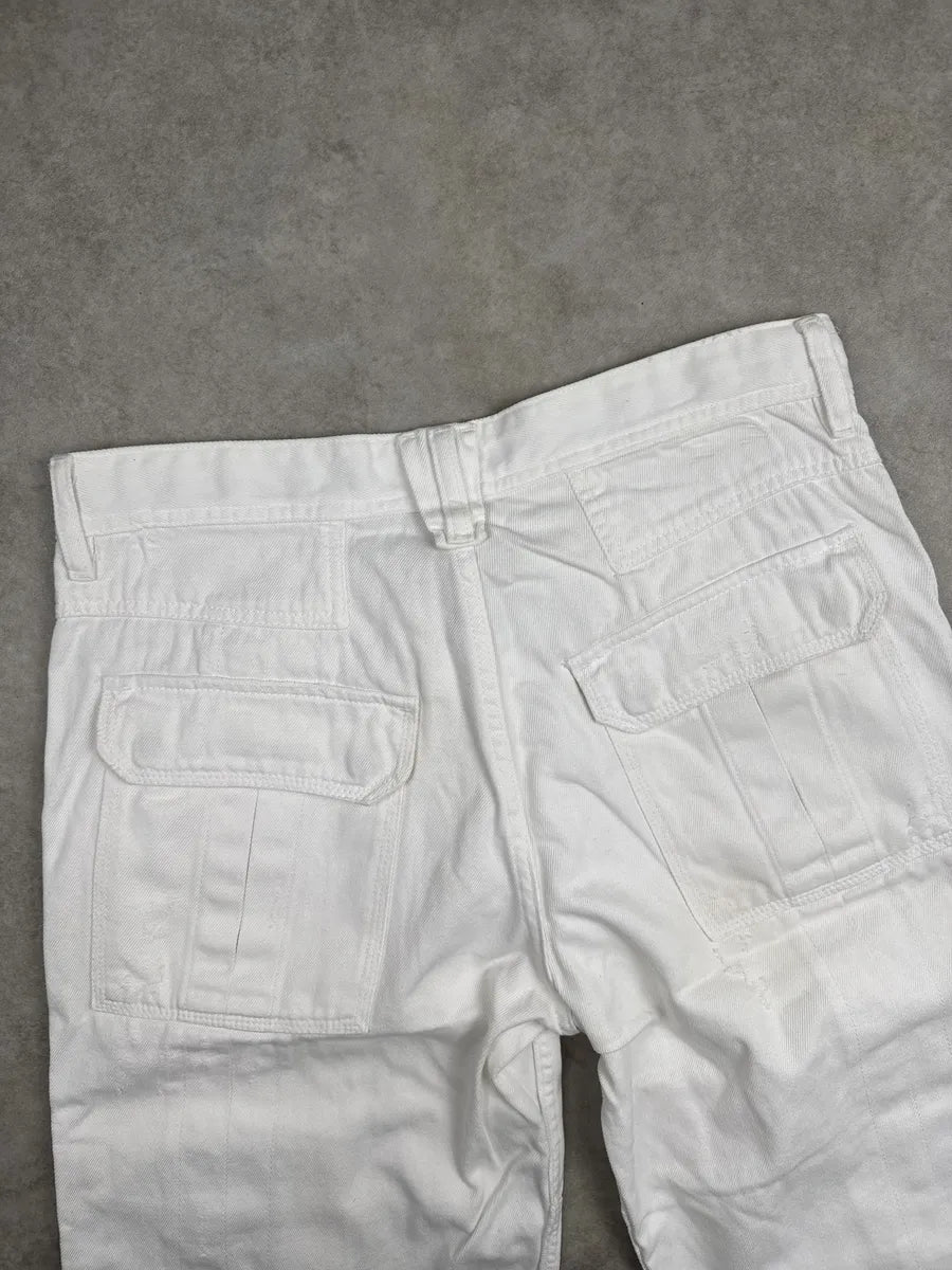SS2003 Dolce & Gabbana White Oversized Cargo Logo Shorts ErpbZUxK 9