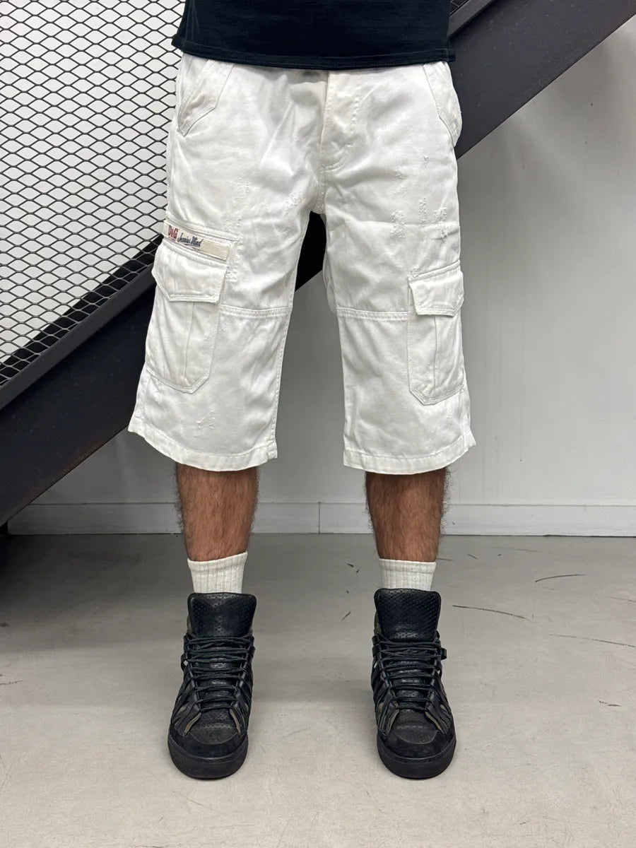 SS2003 Dolce & Gabbana White Oversized Cargo Logo Shorts ErpbZUxK 1