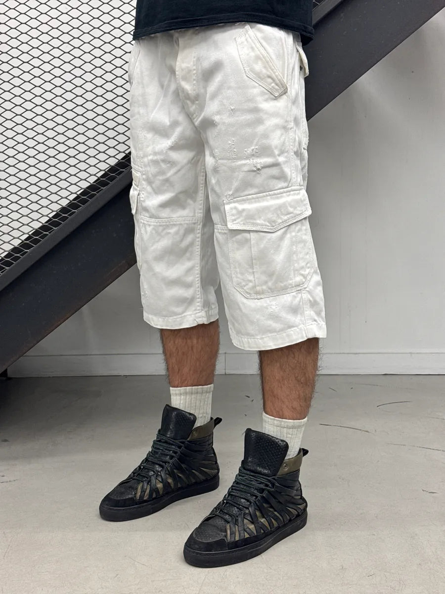 SS2003 Dolce & Gabbana White Oversized Cargo Logo Shorts ErpbZUxK 2