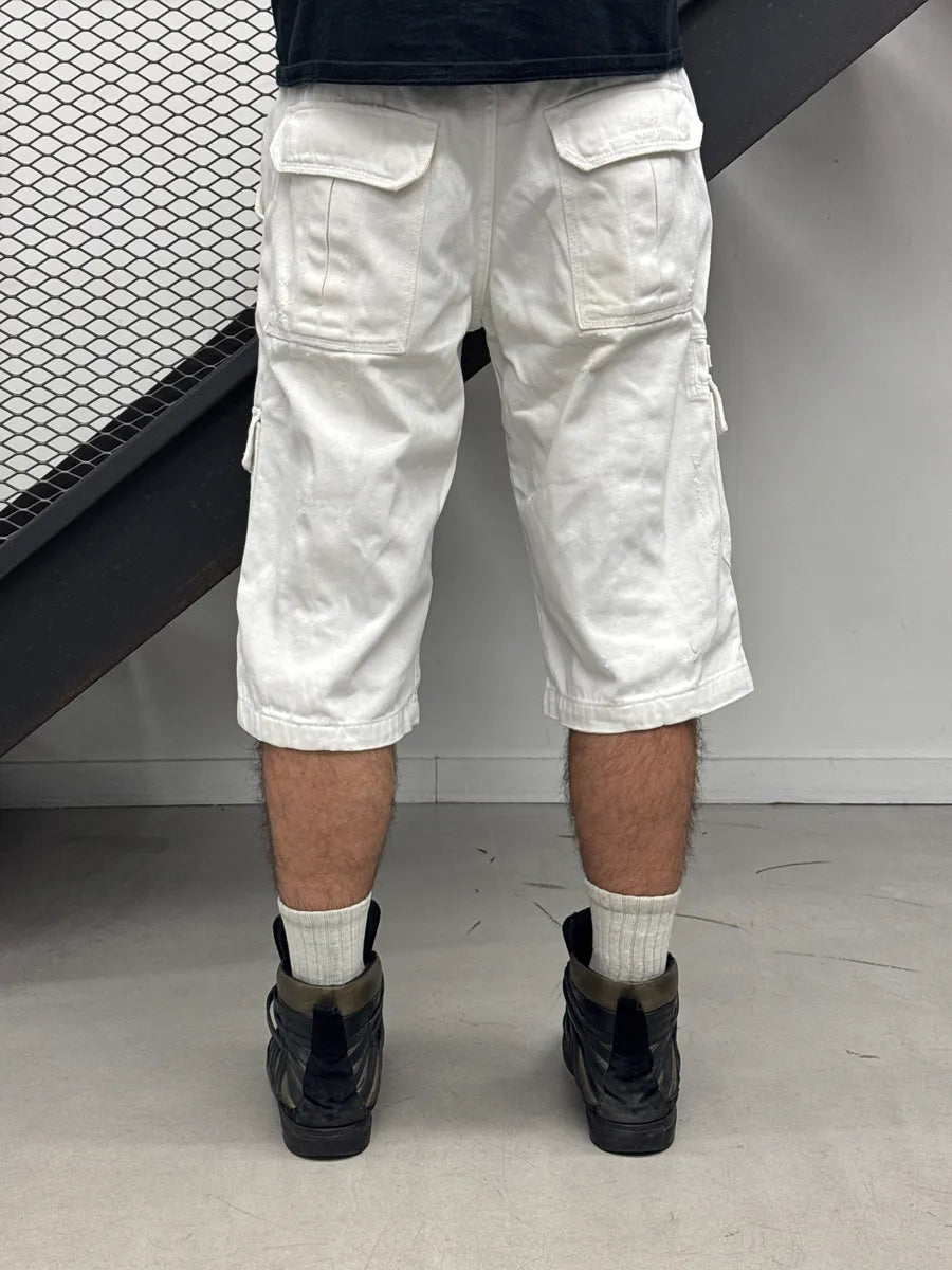 SS2003 Dolce & Gabbana White Oversized Cargo Logo Shorts ErpbZUxK 3