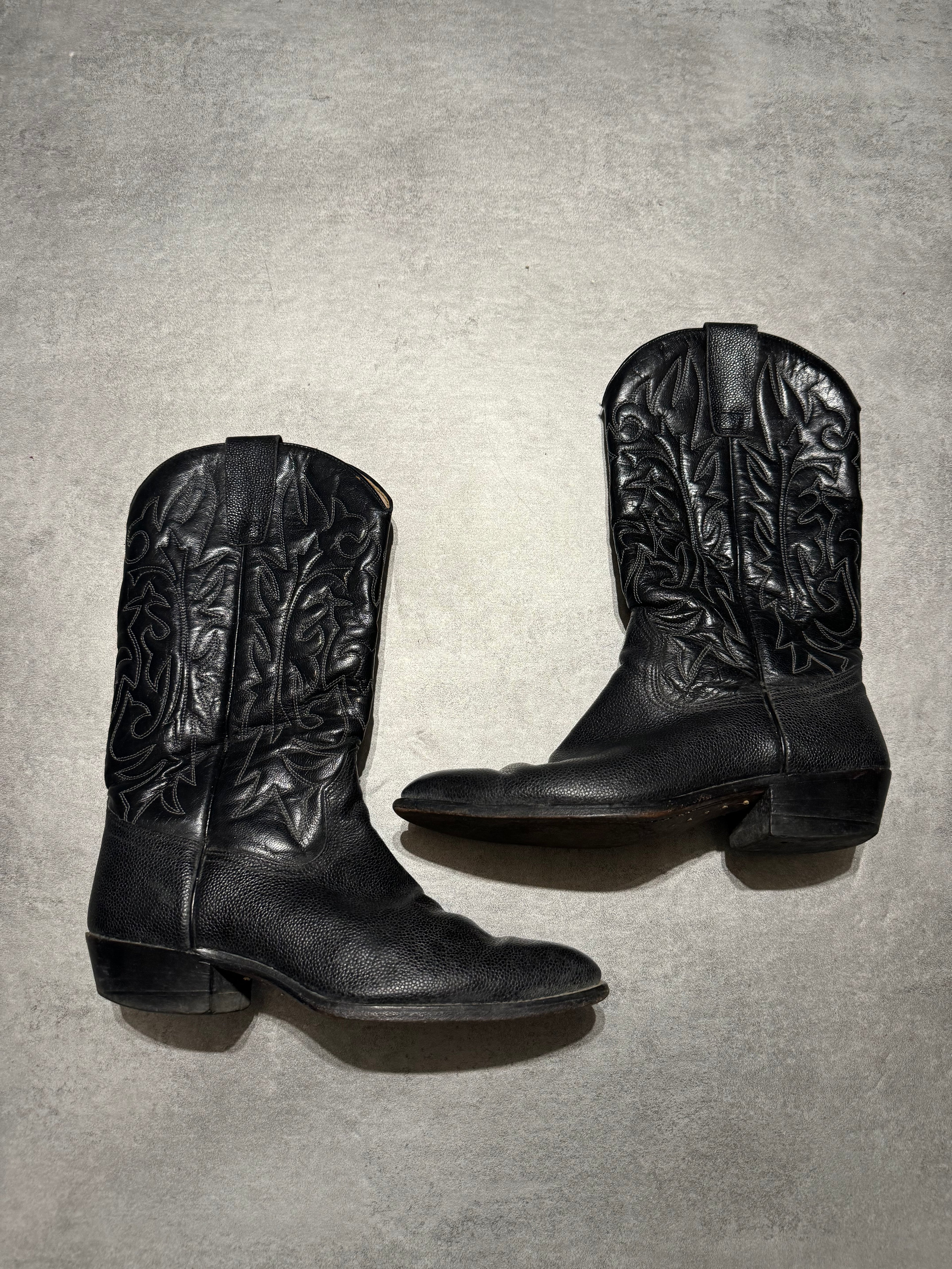 2000s Cow-Boy Black Santiags Boots  (42) - 6