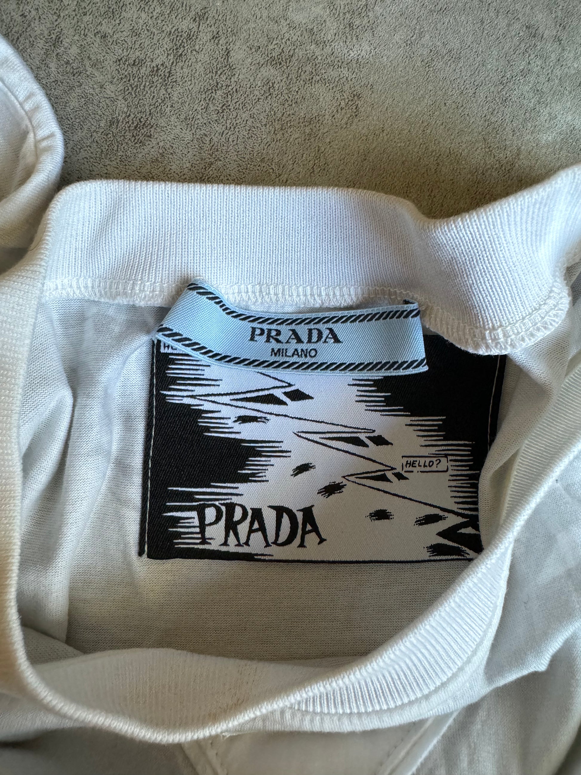 SS2018 Prada White Graphic Tee (S) - 6