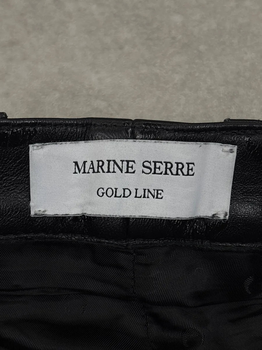 Marine Serre Black Leather Crescent Moon Straight Leg Pants EwZoDWMD 10