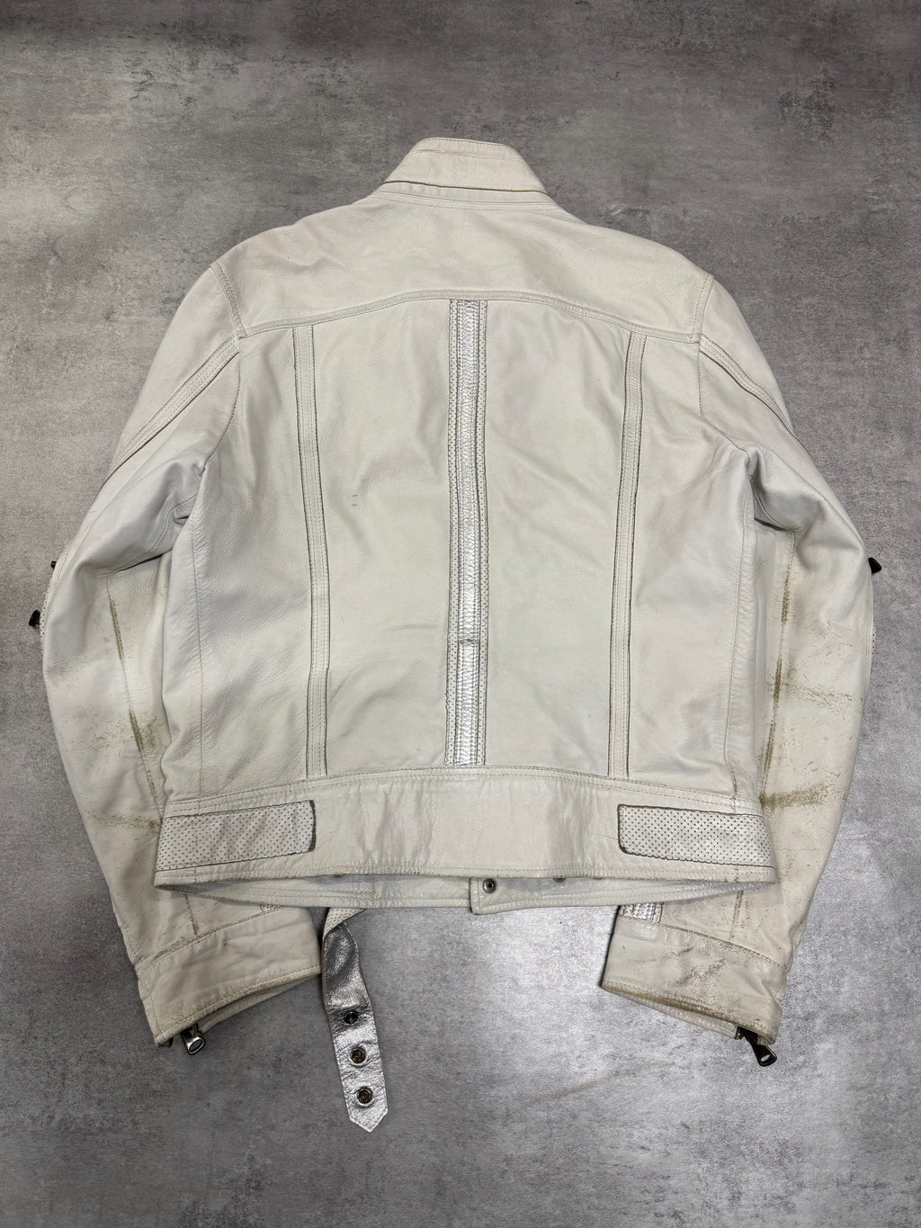 SS2005 Dolce & Gabbana Apocalyptic Biker White Leather Jacket (M)