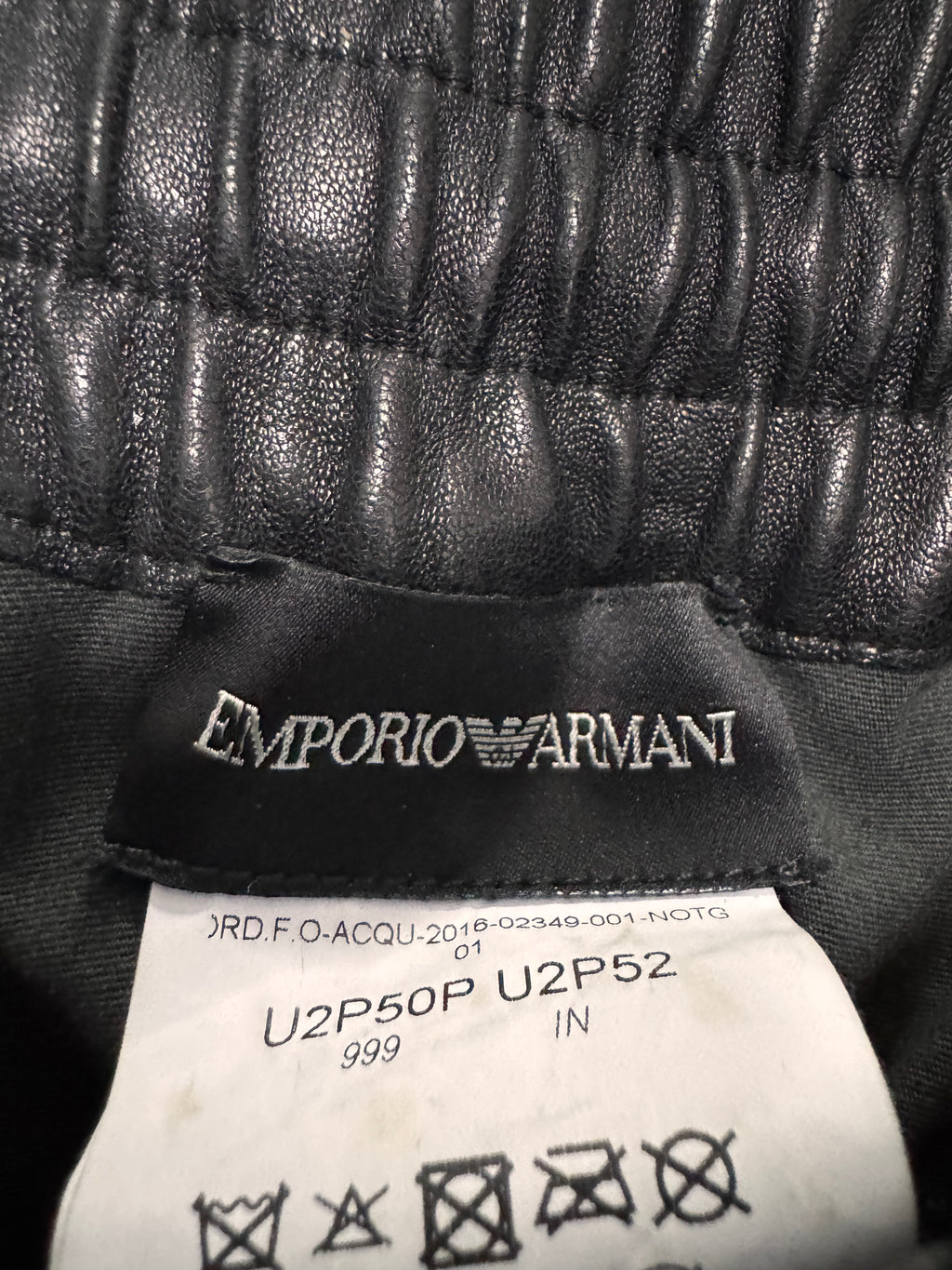 SS2016 Emporio Armani Black Leather Pants