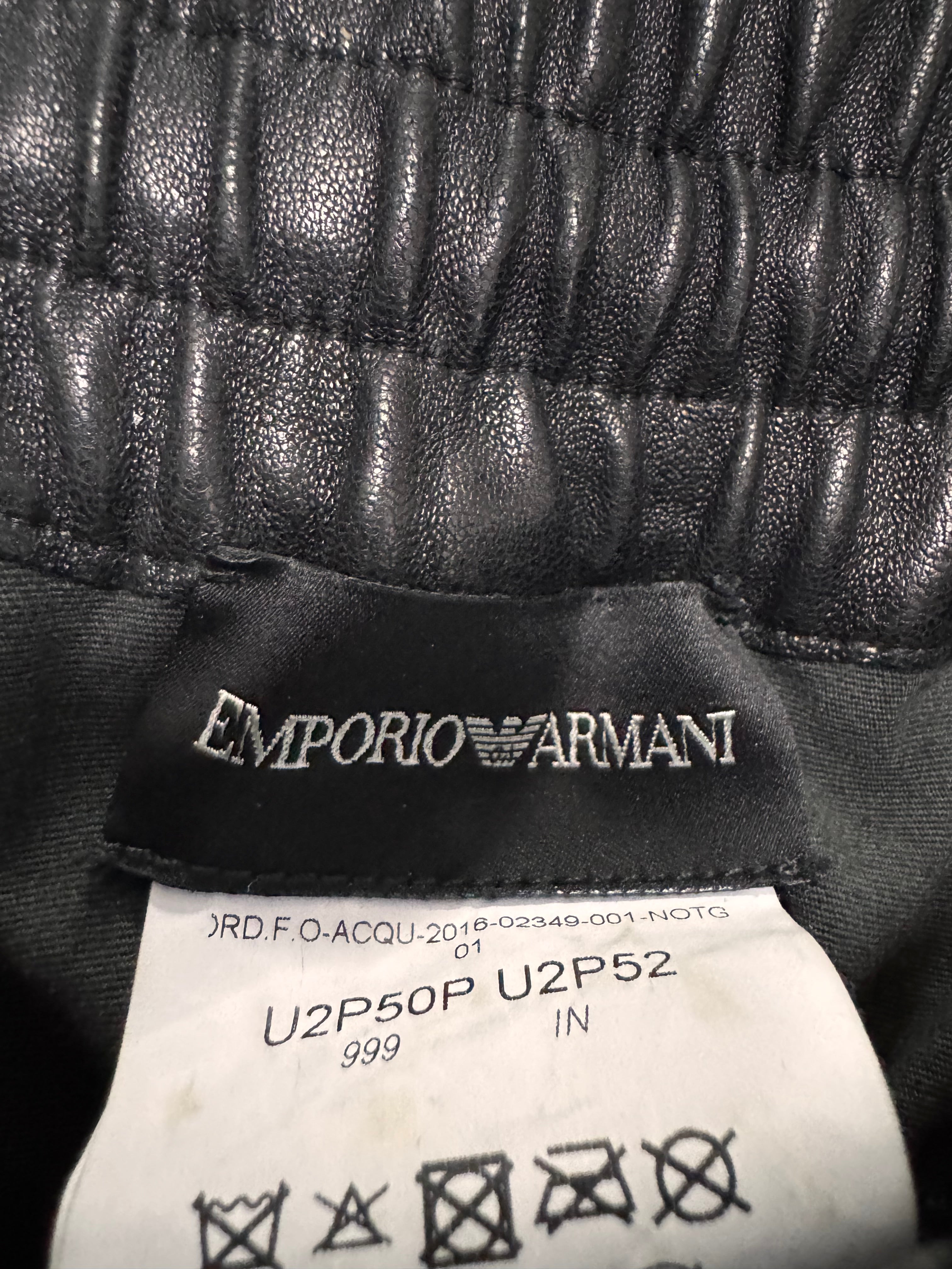 SS2016 Emporio Armani Black Leather Pants
