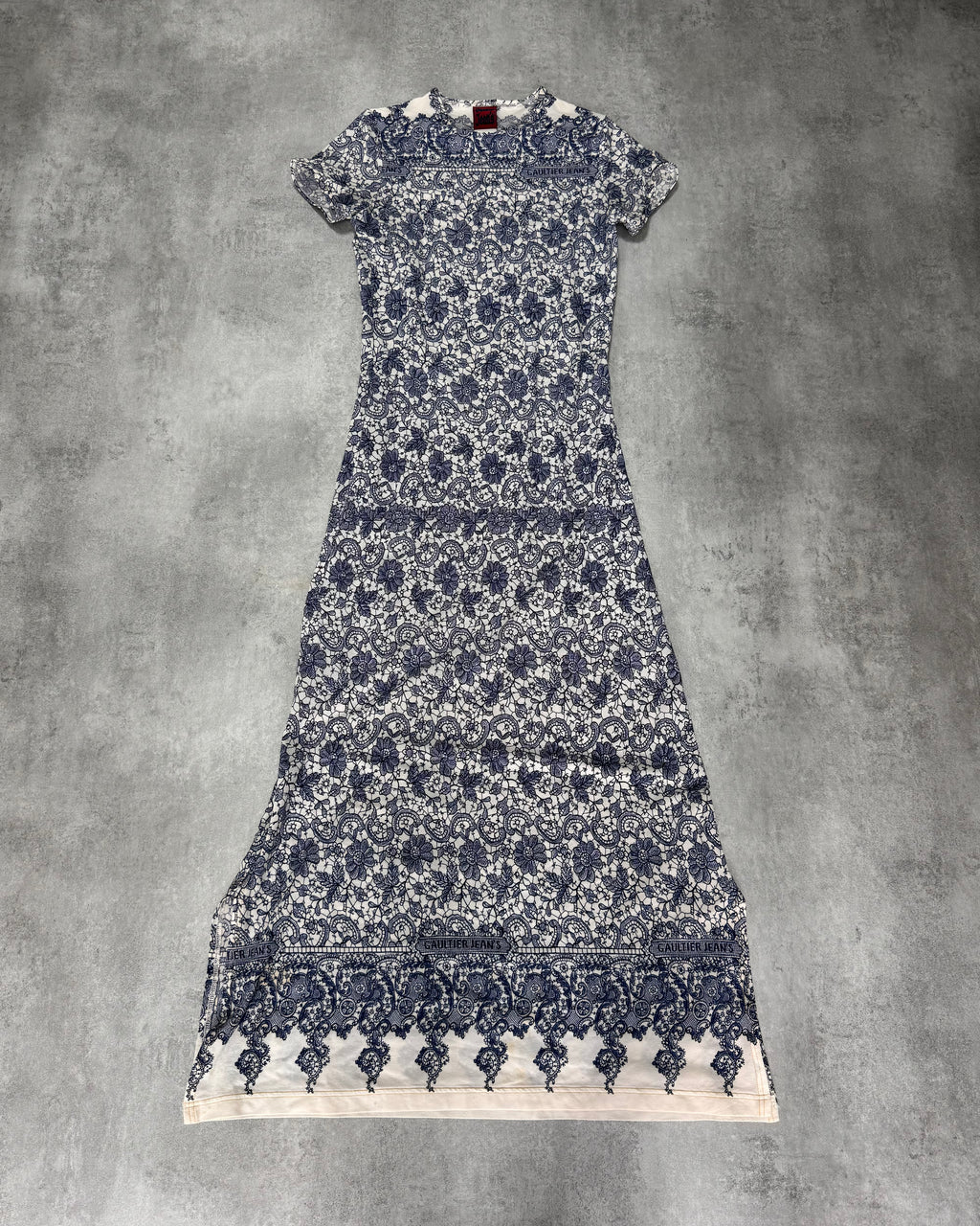 1999 ジャン ポール ゴルチエ ブルー モザイク ロング ドレス (XS)