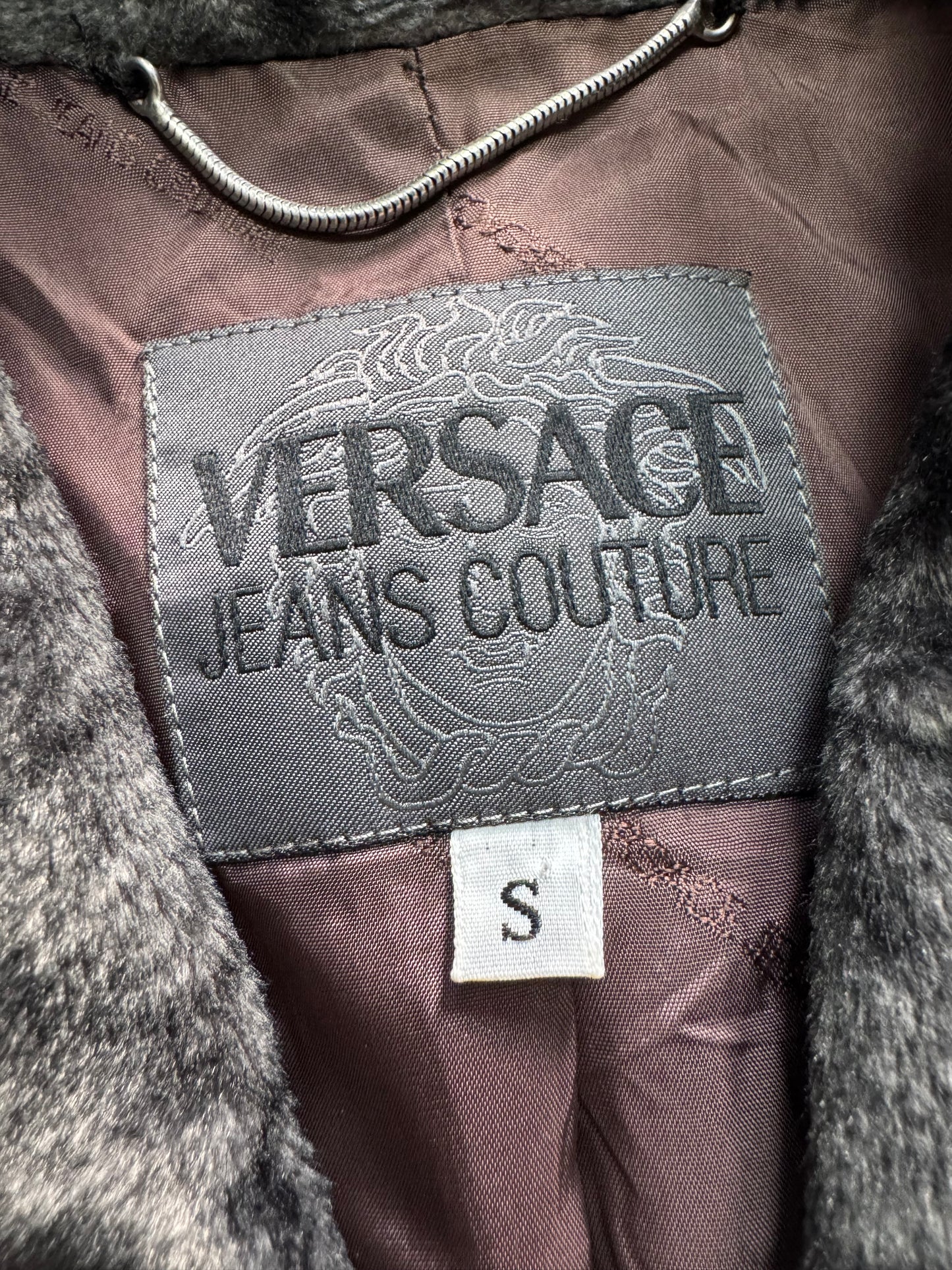 2000s Versace Grey Shell Long Coat (XS)