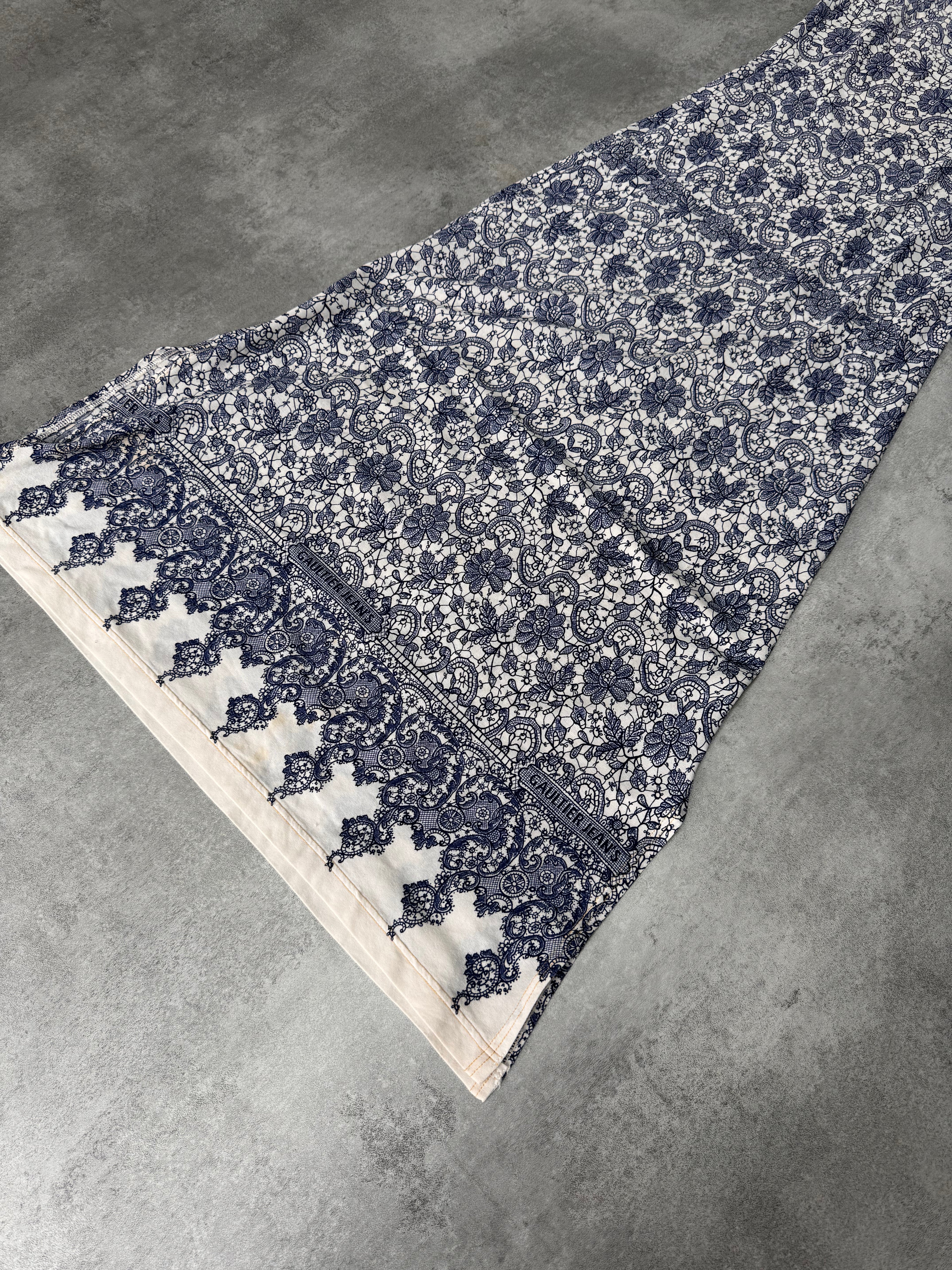 1999 ジャン ポール ゴルチエ ブルー モザイク ロング ドレス (XS)