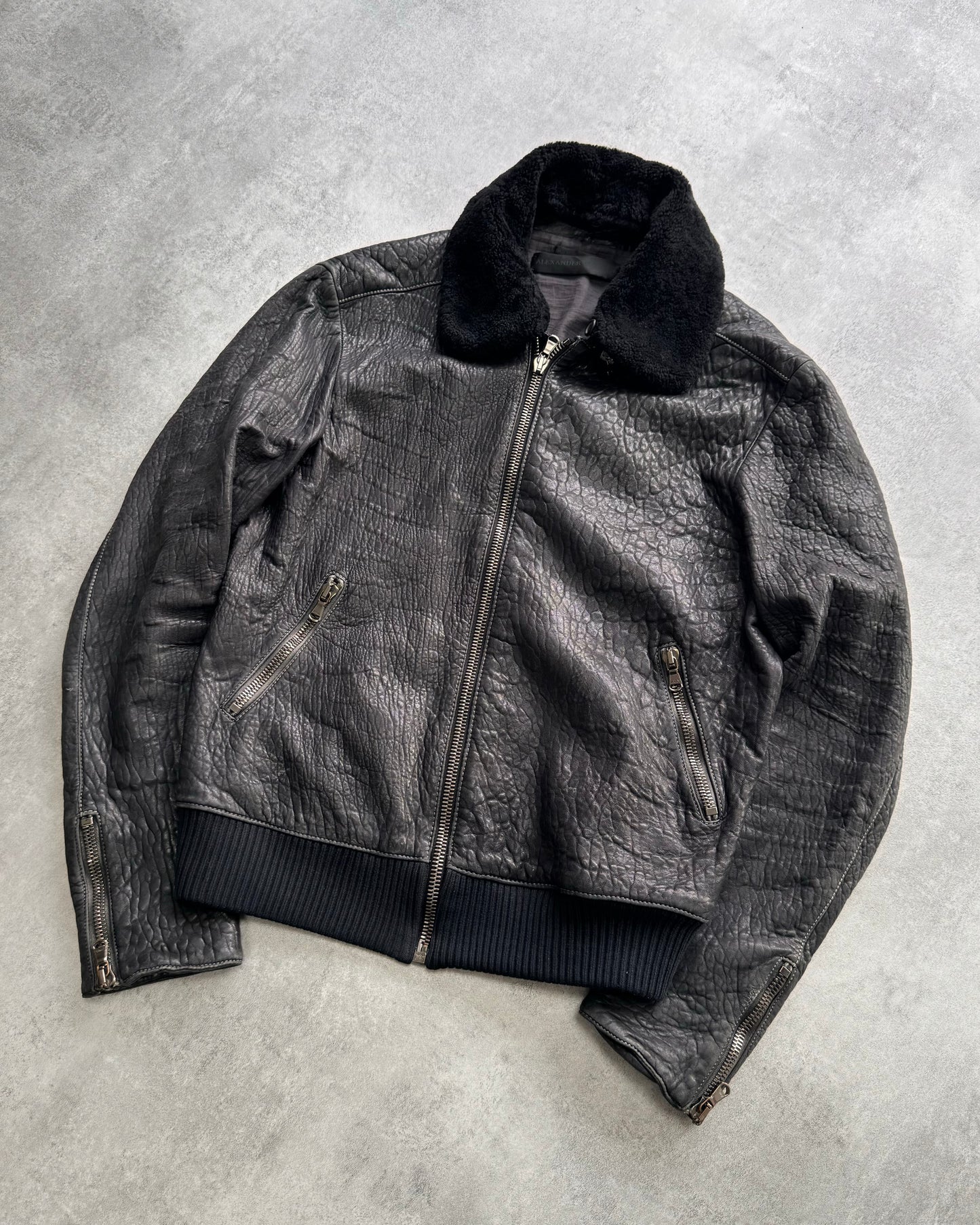 Alexander McQueen Raw Black Leather Jacket (S)
