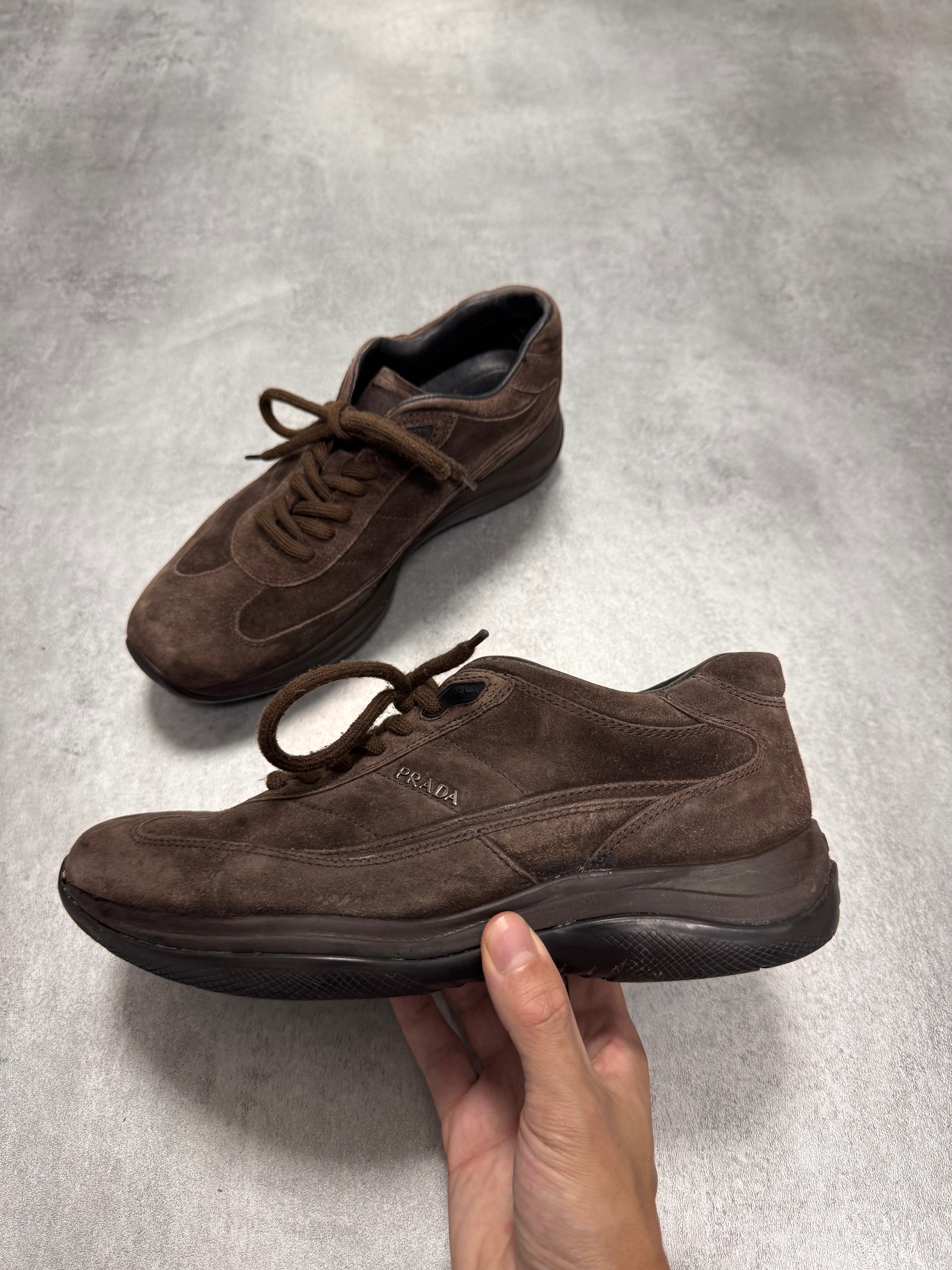 2000s Prada Brown Suede Low Sneakers