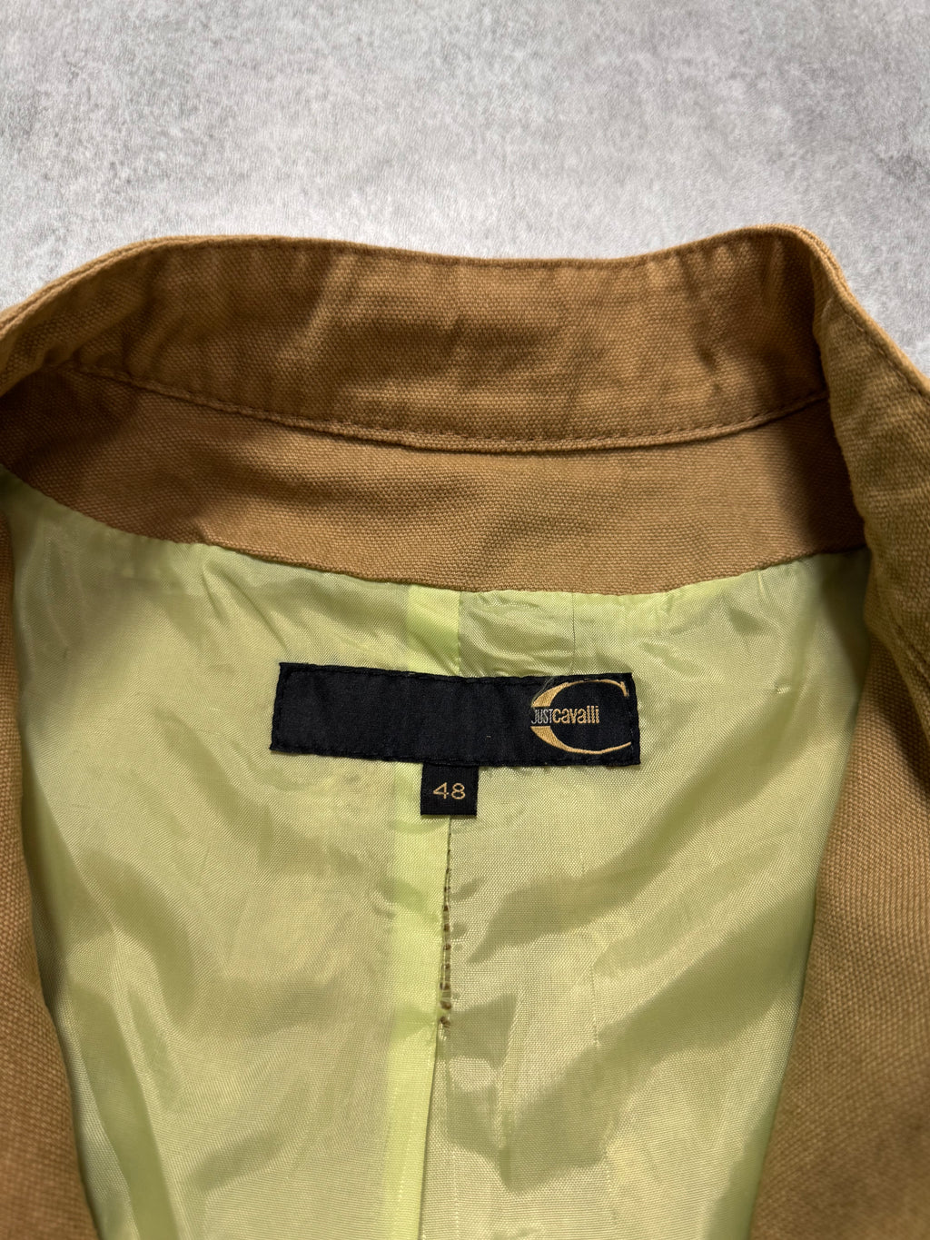 SS2004 Cavalli Biker Structured Beige Denim Jacket