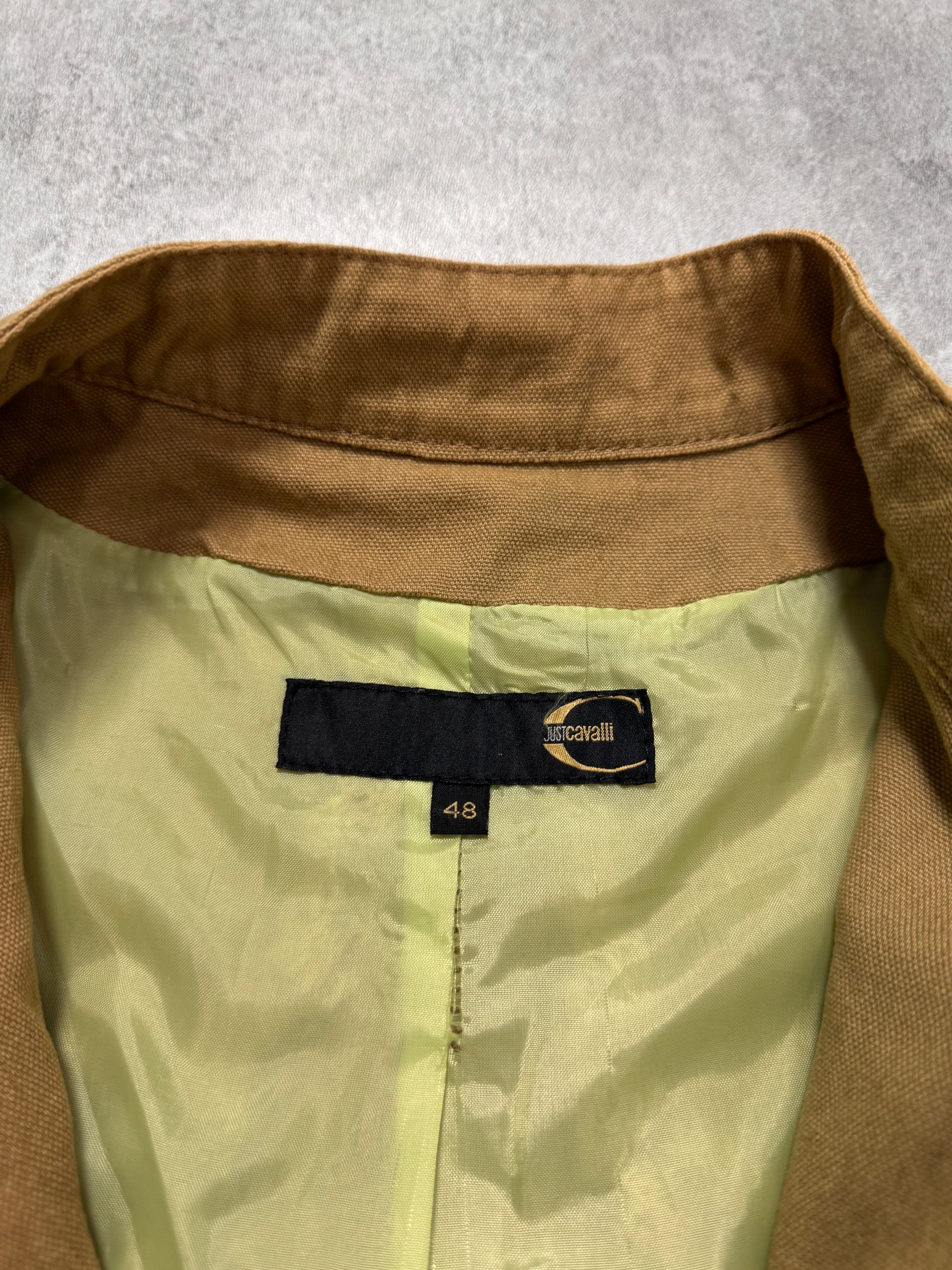 SS2004 Cavalli Biker Structured Beige Denim Jacket