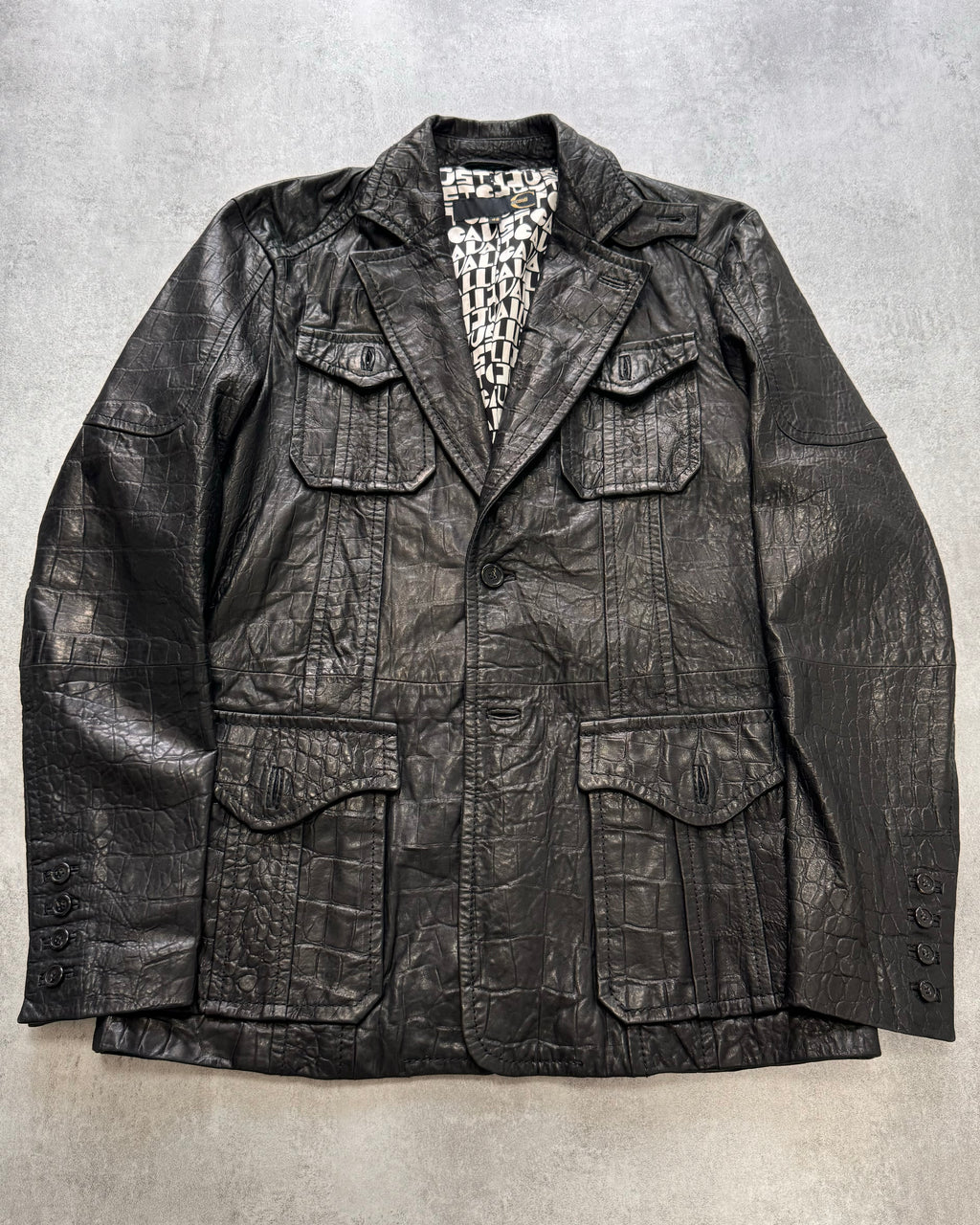 SS2009 Cavalli Crocodile Effect Leather Jacket